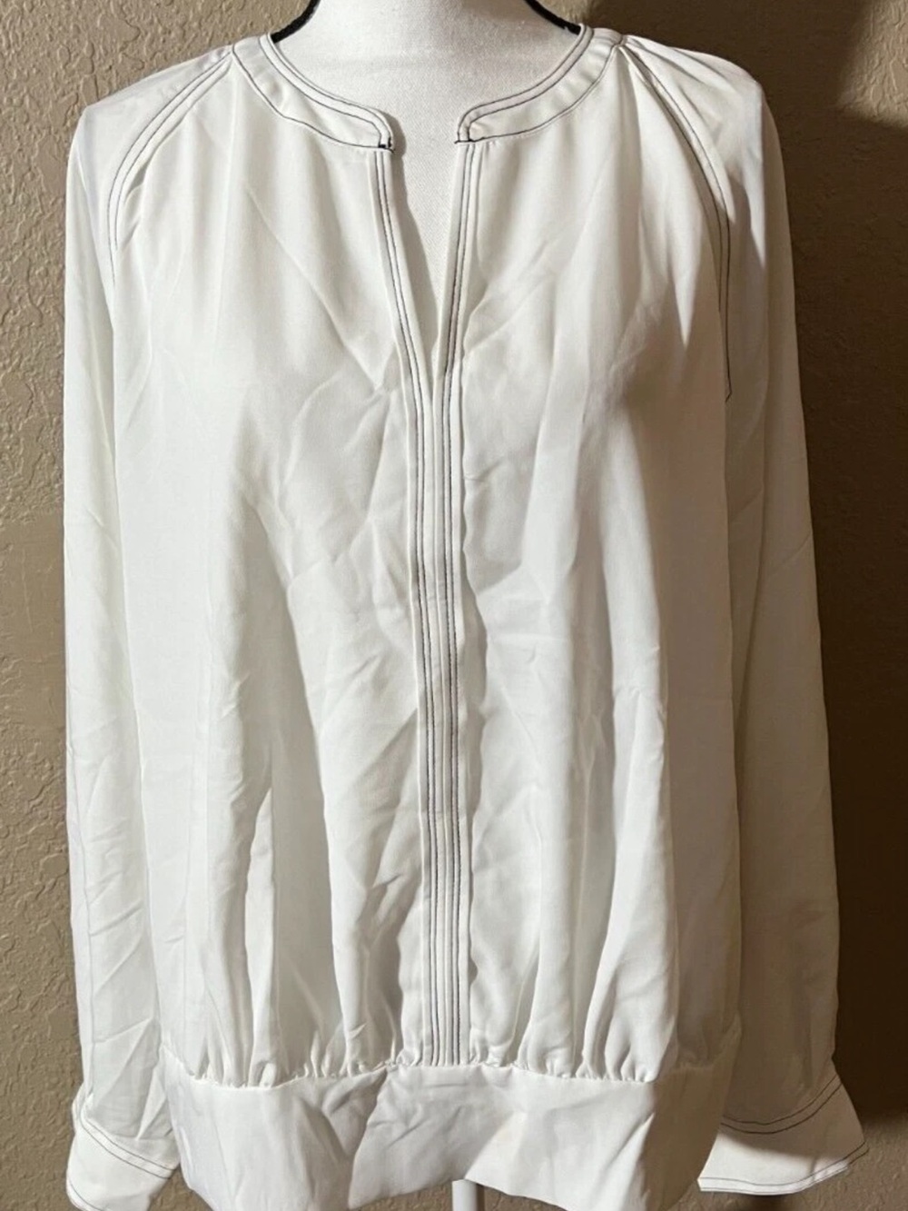 Women’s Karl Lagerfield Paris Long Sleeve Blouse Contrast Stitch Size 2X